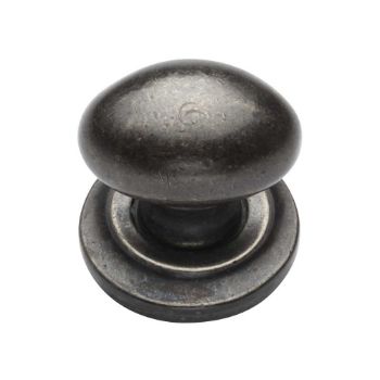 Rustic Pewter Oval Cabinet Knob on a Round Rose - RPW179 Picture of Rustic Pewter Oval Cabinet Knob on a Round Rose - RPW179