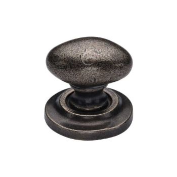 Picture of Rustic Pewter Oval Cabinet Knob on a Round Rose - RPW179