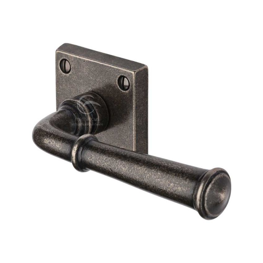 Picture of Rustic Pewter Door Handle Lever Latch on Square Rose Claverley Design- RPW1933