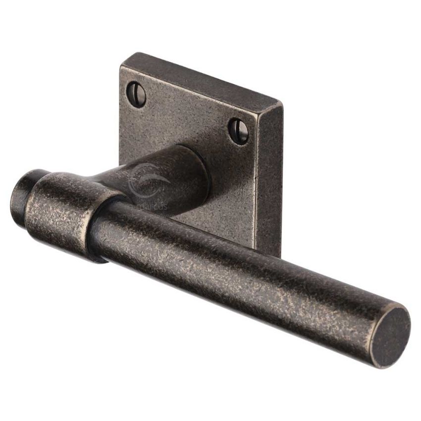 Picture of Rustic Pewter Door Handle on Square Rose Fountain Design- RPW2390