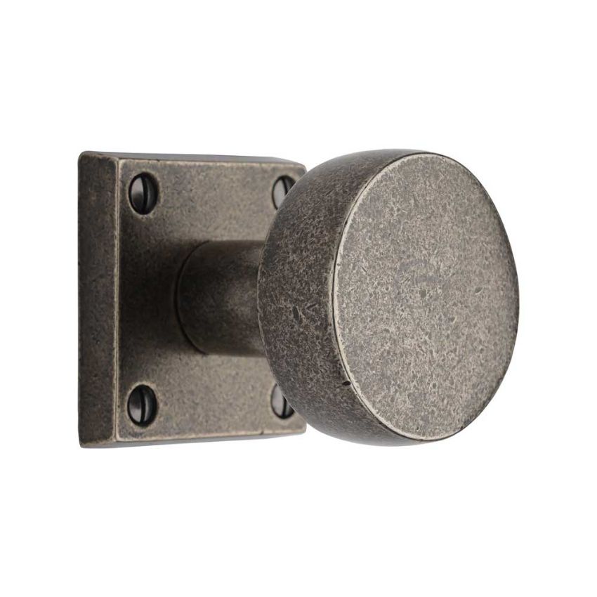 Picture of Rustic Pewter Mortice Knob on Rose Olympic Design- RPW8822