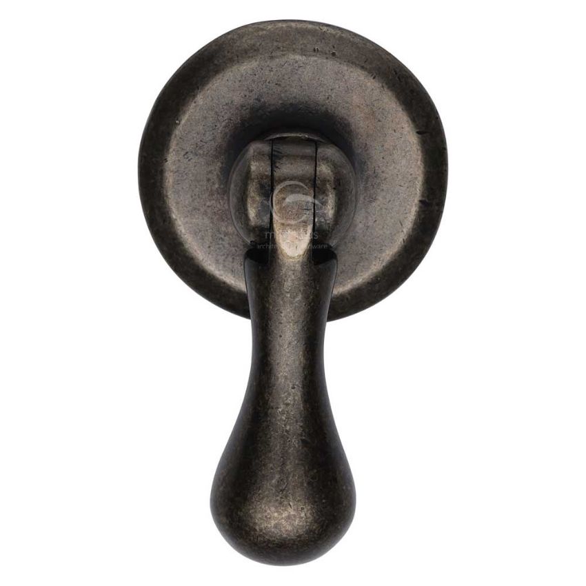 Picture of Rustic Pewter Cabinet Drop Pull on a Round Rose - RPW6264