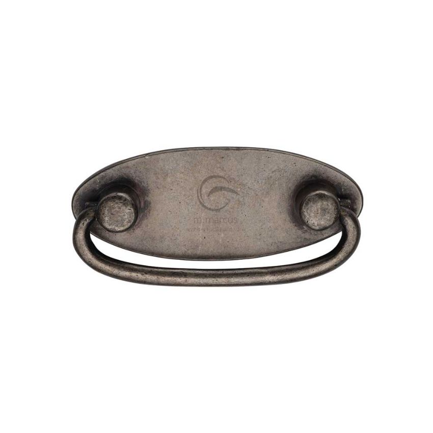 Picture of Rustic Bronze Oval Cabinet Drop Pull on a Plate - RPW6266
