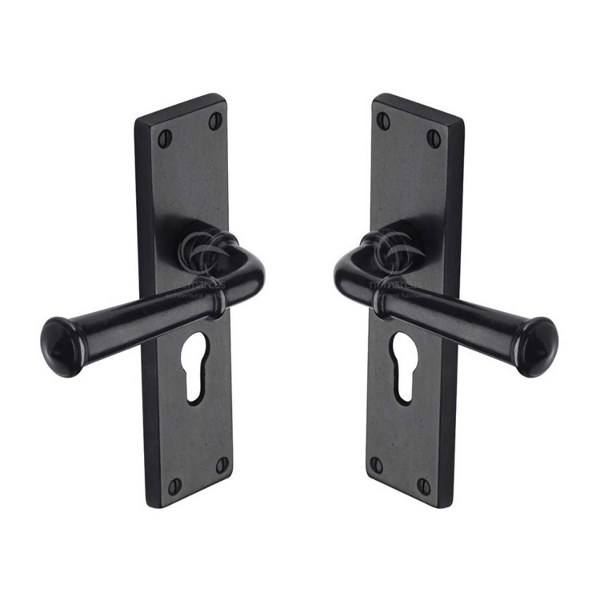 Picture of Rustic Bronze Euro Profile Door Handle on Plate Ashfield Design- RDB3748