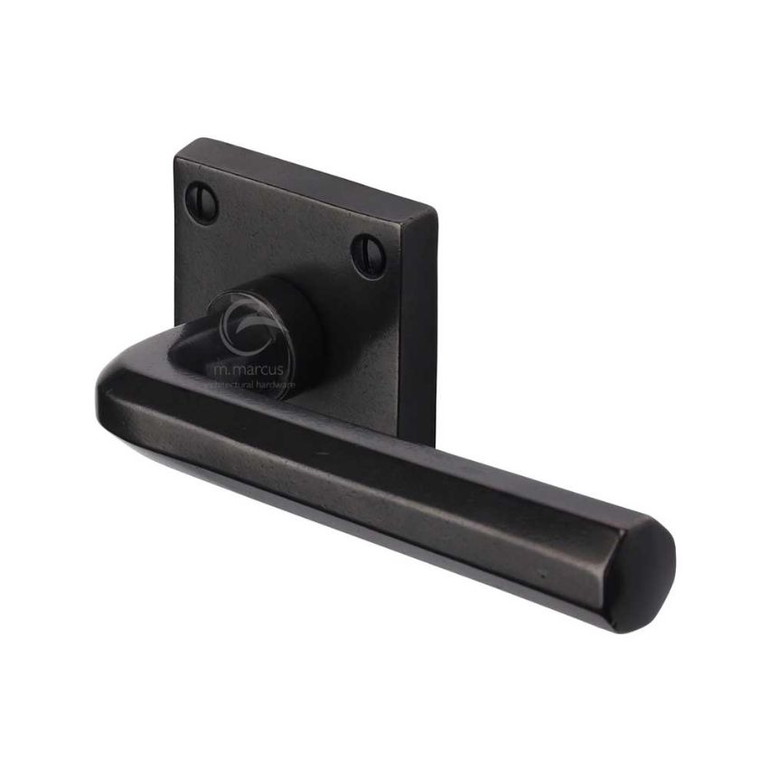 Picture of Rustic Bronze Door Handle Lever Latch on Square Rose Octave Design- RDB4545
