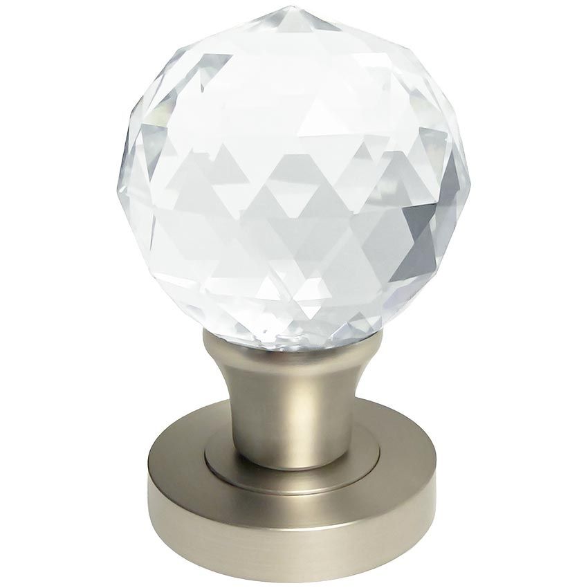 Picture of Faceted Glass Mortice Knob- Satin Chrome -JH4255SN
