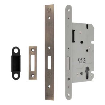 Picture of Easi-T Din Euro Profile Deadlock Antique Brass- DLS0060EPAB