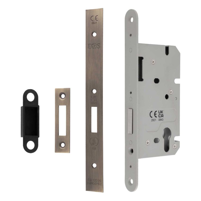 Picture of Easi-T Din Euro Profile Deadlock Antique Brass- DLS0060EPAB