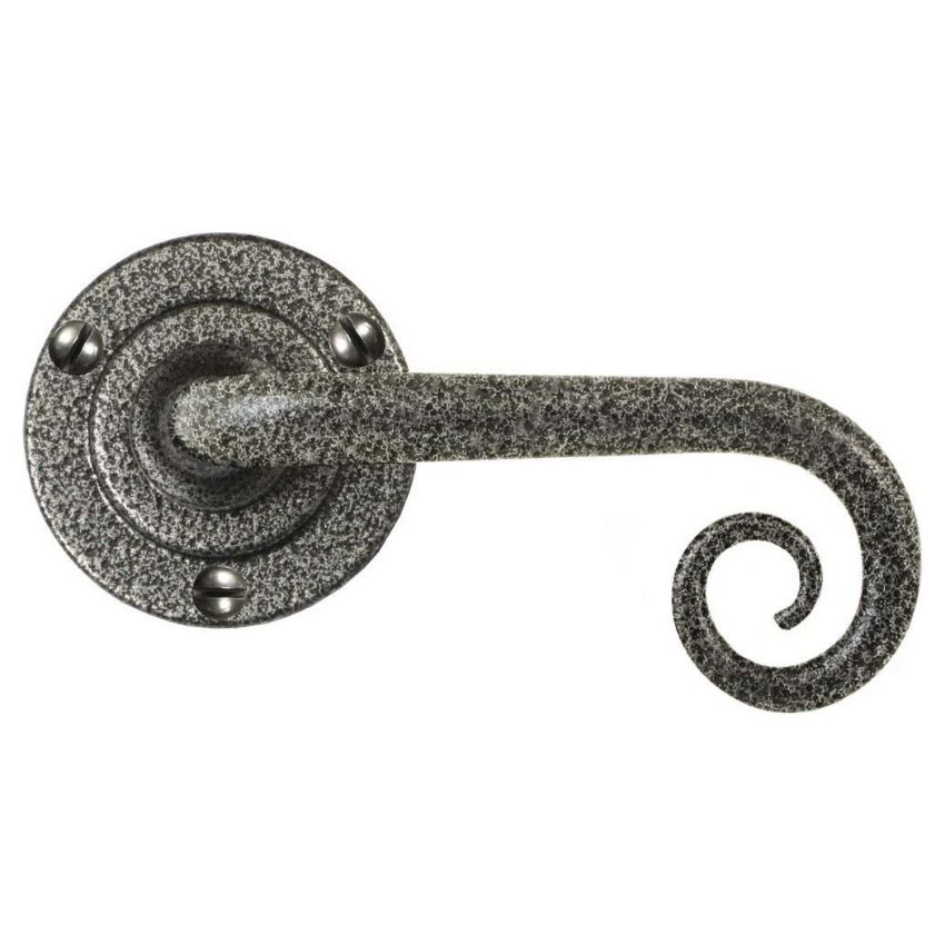 Picture of Curl Forged Steel Door Handles On Round Rose - NFS1055