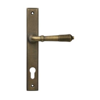 Picture of Reeded Slimline Sprung Lever Espag Lock Set- Burnished Brass - 52423