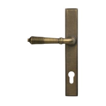 Picture of Reeded Slimline Sprung Lever Espag Lock Set- Burnished Brass - 52423