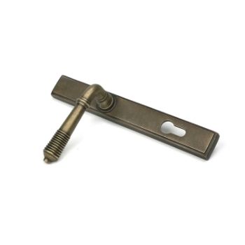 Picture of Reeded Slimline Sprung Lever Espag Lock Set- Burnished Brass - 52423