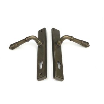 Picture of Reeded Slimline Sprung Lever Espag Lock Set- Burnished Brass - 52423
