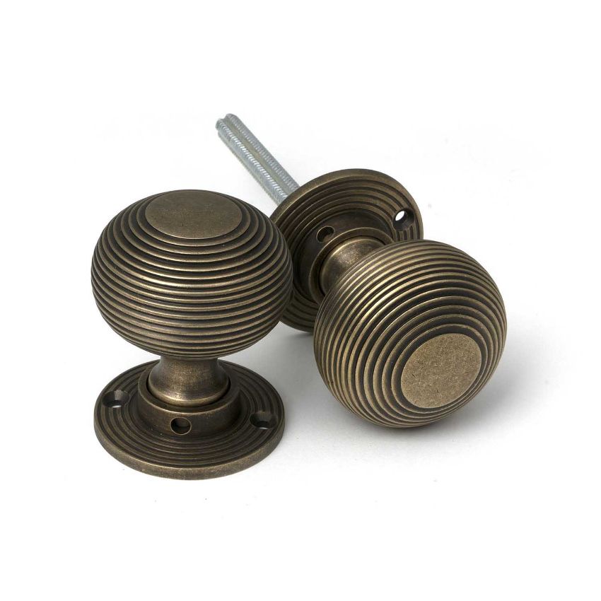 Picture of Burnished Brass Beehive Mortice/Rim Knob Set - 52442