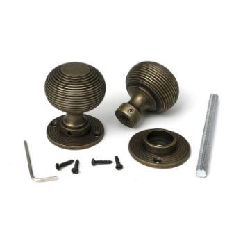 Picture of Burnished Brass Beehive Mortice/Rim Knob Set - 52442