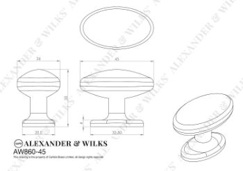 Picture of Ashbury Oval Cupboard Knob In Antique Brass - AW860-45-AB
