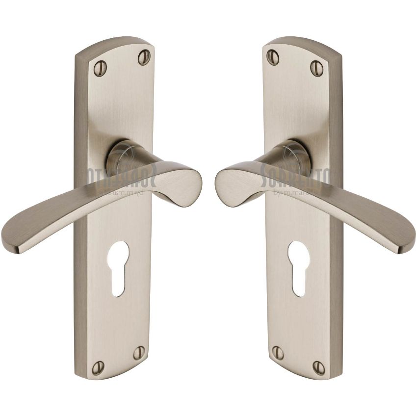 Picture of Luca Lever on a Euro Profile Backplate in Satin Nickel - SC-448-SNZ