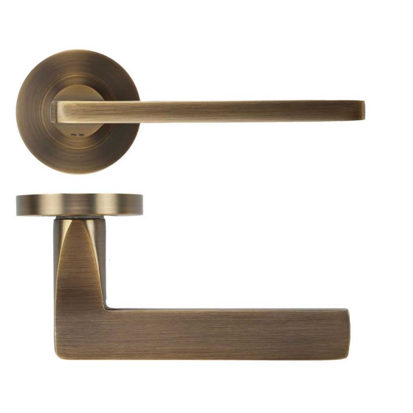 Picture of Leon Black Door Handles On A Rose - ZPA010-AB
