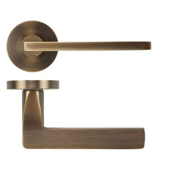 Picture of Leon Door Handles On A Rose - Antique Brass - ZPA010-AB