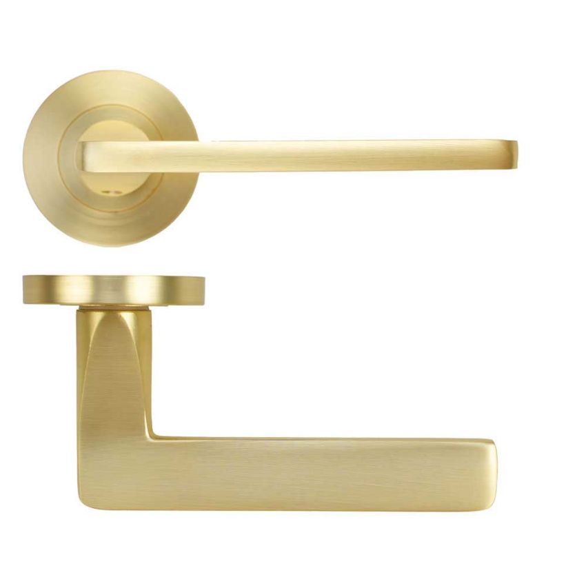 Picture of Leon Black Door Handles On A Rose - ZPA010-SB