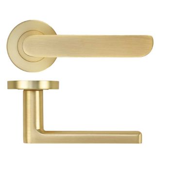 Picture of Valencia Door Handle on a Rose In Satin Brass - ZPA040-SB