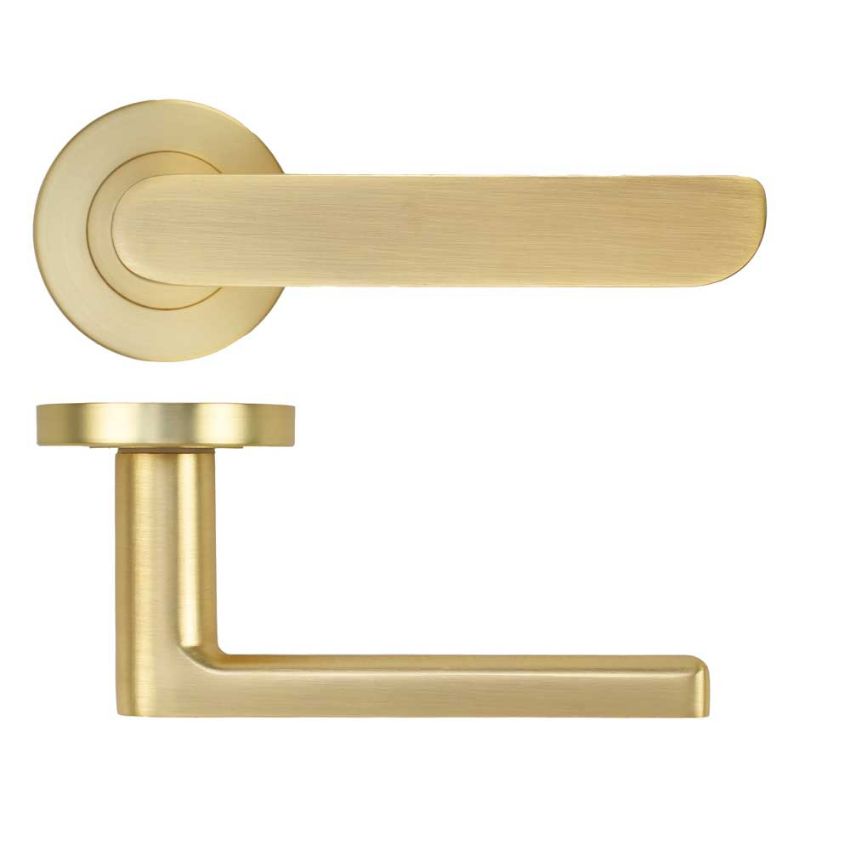 Picture of Valencia Door Handle on a Rose In Satin Brass - ZPA040-SB