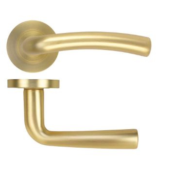Picture of Seville Door Handle on a Rose In Satin Brass - ZPA050-SB