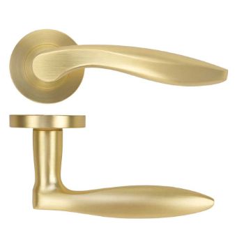 Picture of Cadiz Door Handle on a Rose In Satin Brass - ZPA060-SB