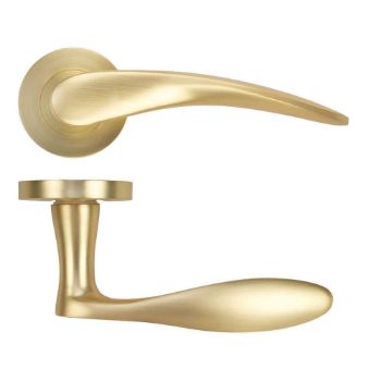 Picture of Merida Door Handle on a Rose In Satin Brass- ZPA070-SB