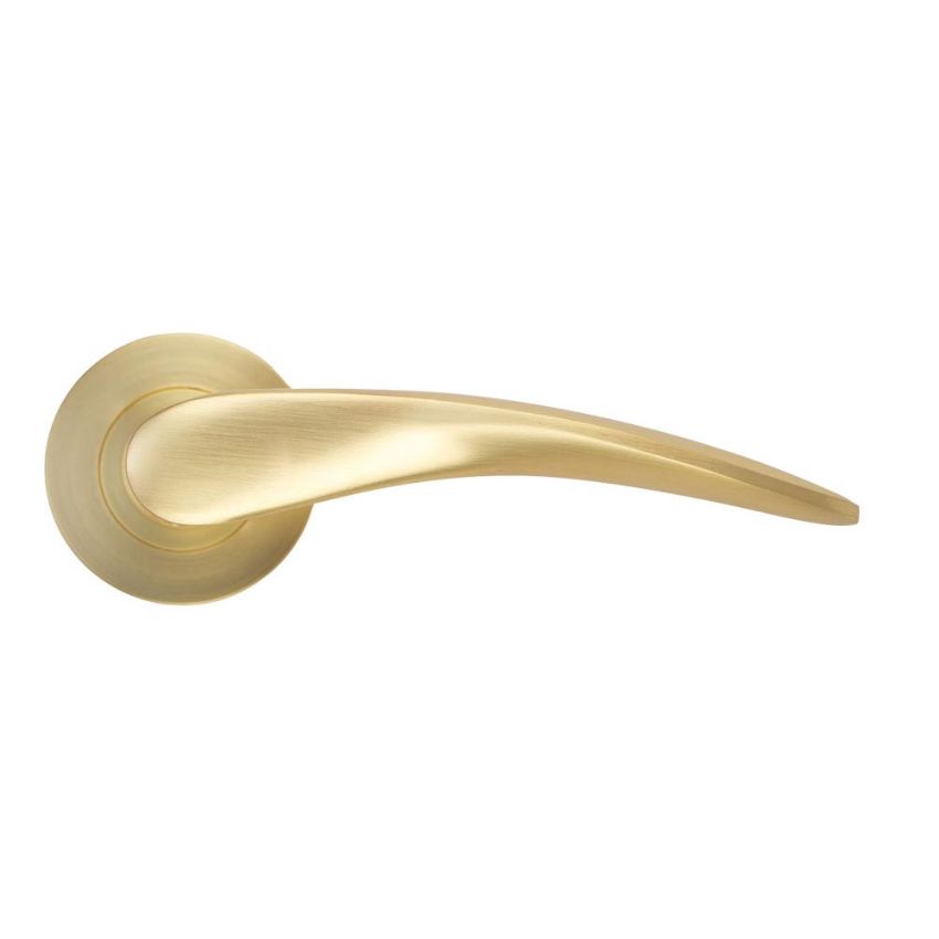 Picture of Merida Door Handle on a Rose In Satin Brass- ZPA070-SB