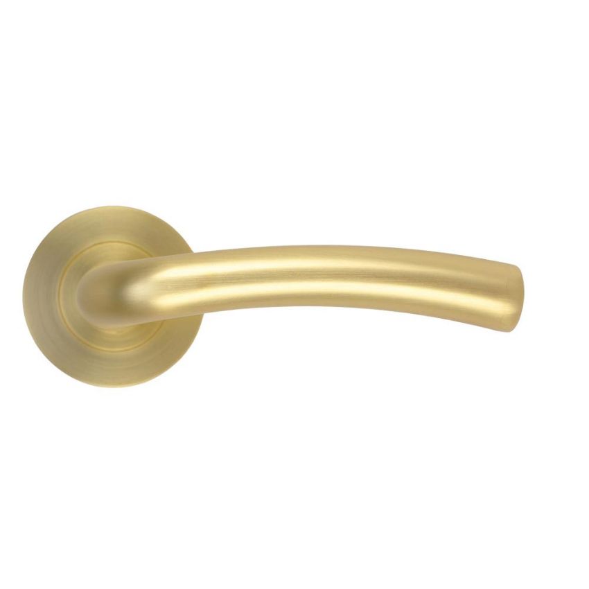 Picture of Seville Door Handle on a Rose In Satin Brass - ZPA050-SB