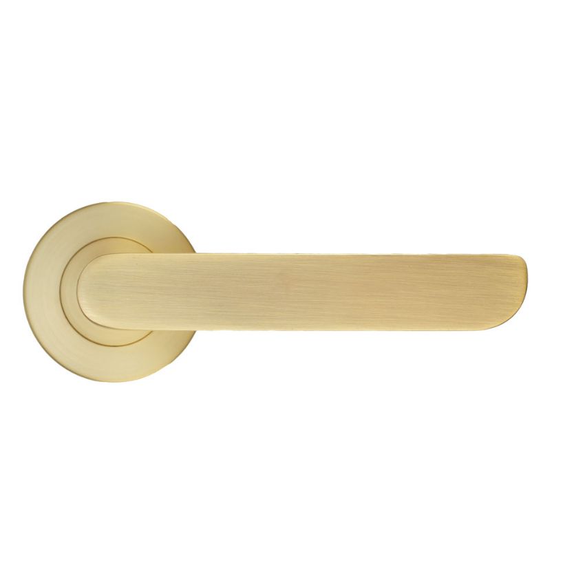 Picture of Valencia Door Handle on a Rose In Satin Brass - ZPA040-SB