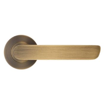 Picture of Valencia Door Handle on a Rose In Antique Brass - ZPA040-AB