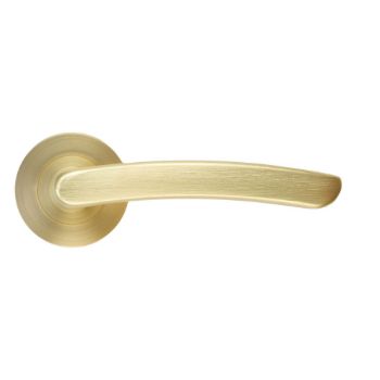 Picture of Santiago Door Handle on a Rose in Satin Brass - ZPA020-SB