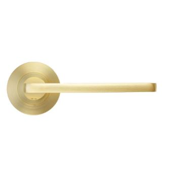Picture of Leon Satin Brass Door Handles On A Rose - ZPA010-SB