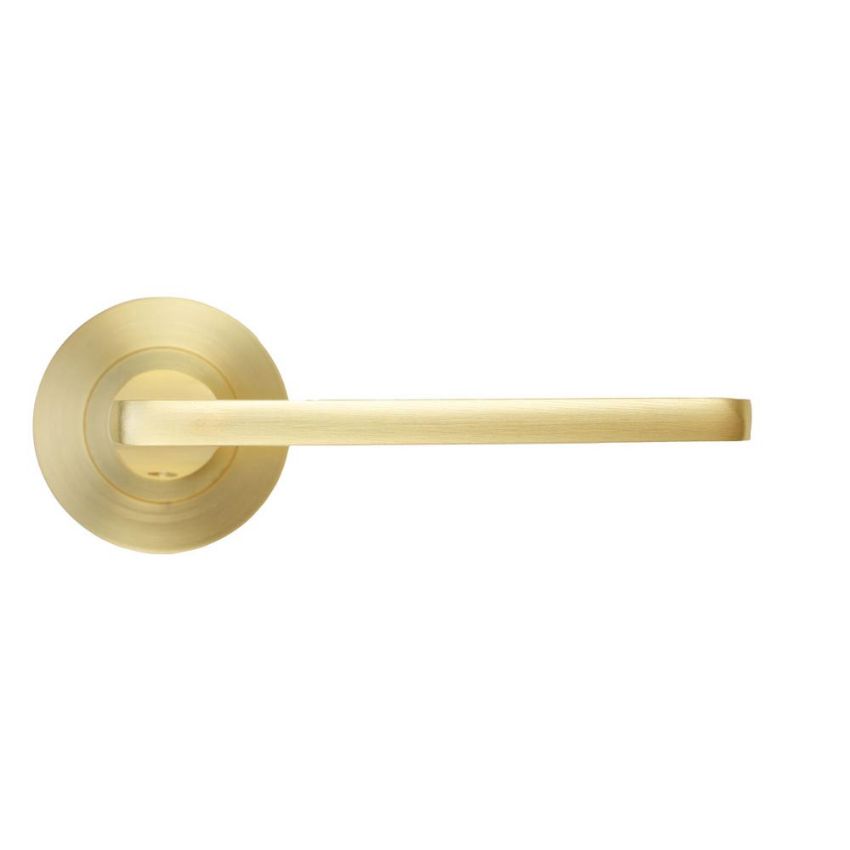 Picture of Leon Satin Brass Door Handles On A Rose - ZPA010-SB