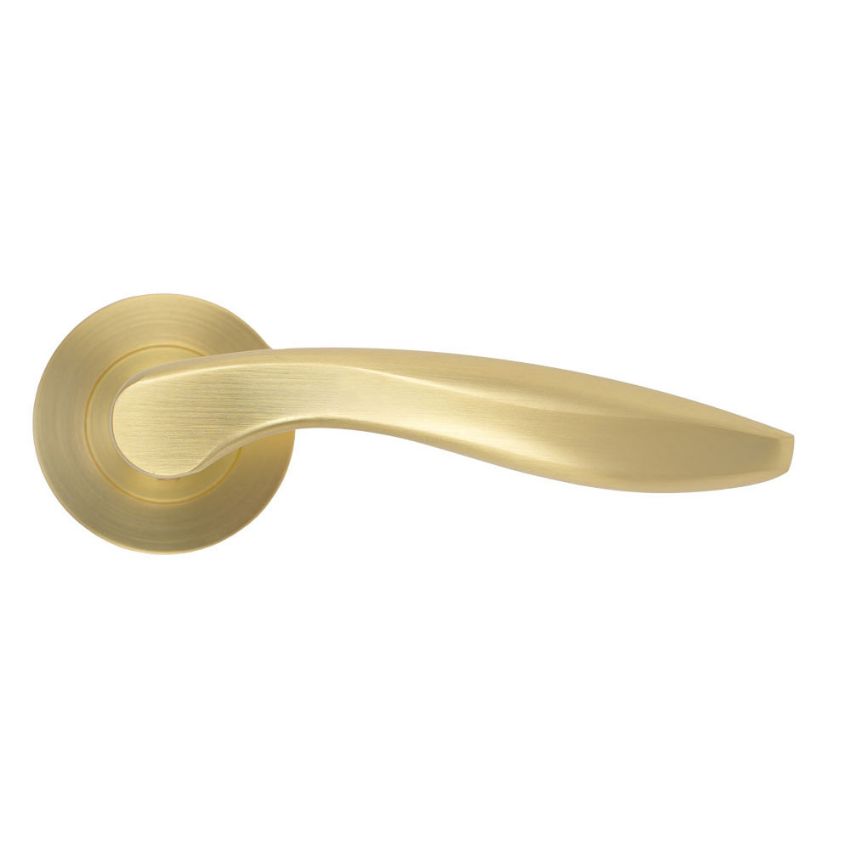 Picture of Cadiz Door Handle on a Rose In Satin Brass - ZPA060-SB