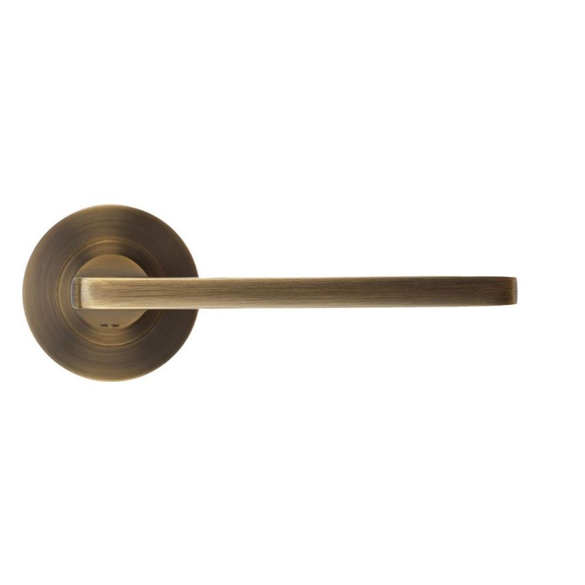 Picture of Leon Door Handles On A Rose - Antique Brass - ZPA010-AB