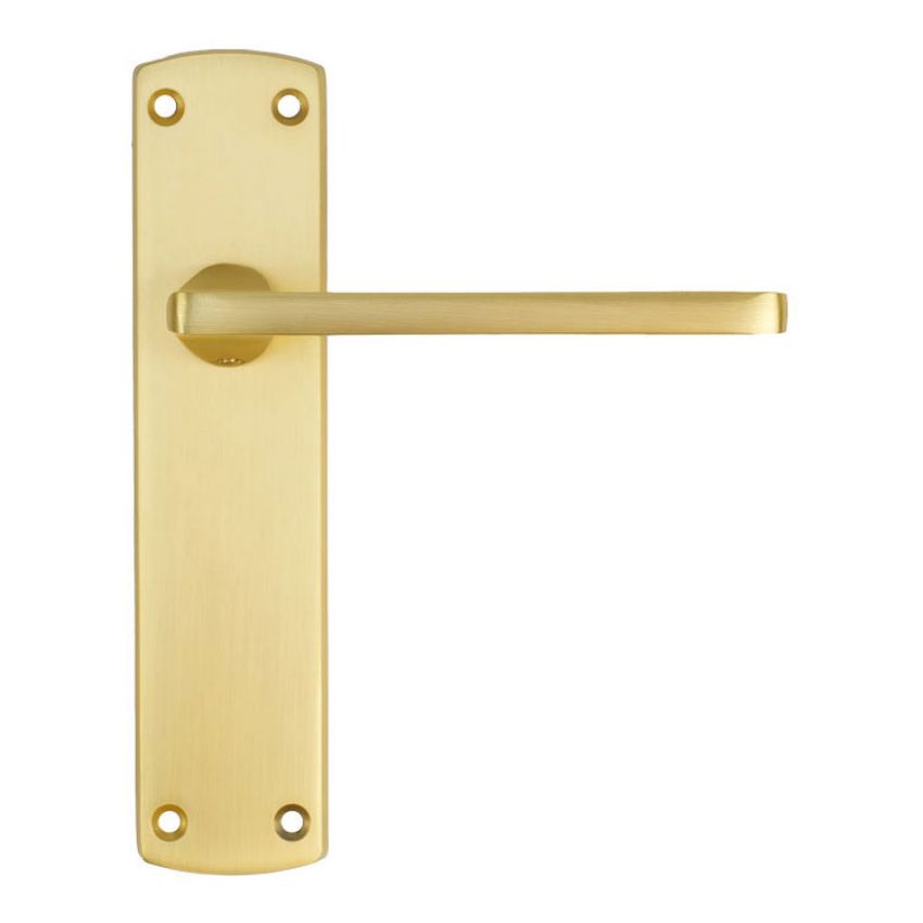 Picture of Leon Door Handles In Satin Brass