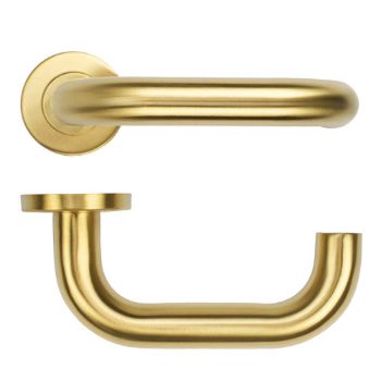 Picture of Tubular Return to Door Lever on Round Rose In PVD Satin Brass- ZCS2080G3PVDSB