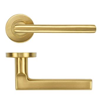 Picture of Modern Lever on Round Rose In PVD Satin Brass- ZCS2180G3PVDSB