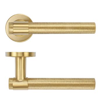 Picture of Knurled Lever on Round Rose In PVD Satin Brass- ZCS2190G3PVDSB