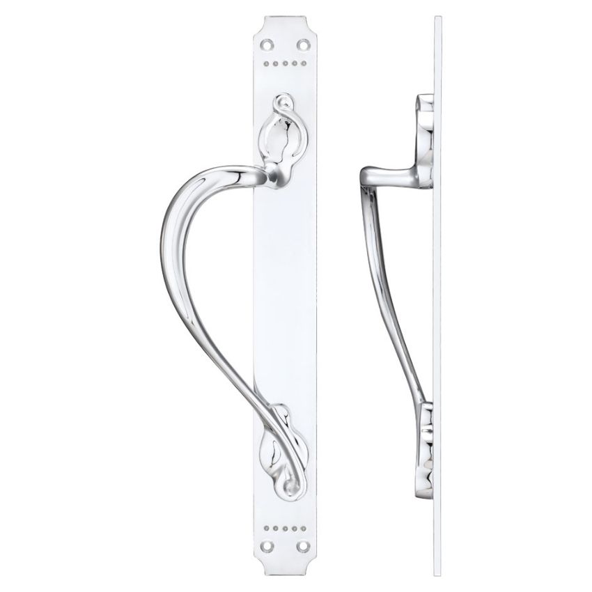 Picture of PULL HANDLE ON ART NOUVEAU BACKPLATE in Polished Chrome- FB114CP