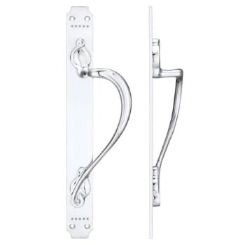 Picture of PULL HANDLE ON ART NOUVEAU BACKPLATE in Polished Chrome- FB114CP