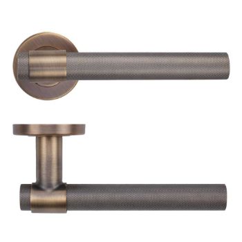 Picture of Knurled Lever on Round Rose In Antique Brass - ZCS2190G3AB