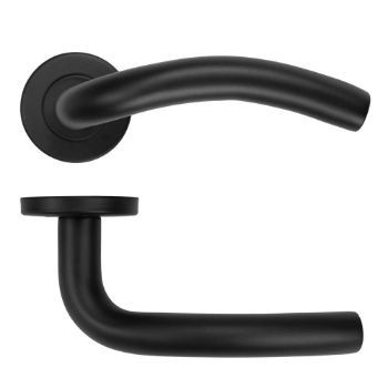 Picture of Arched Lever on Round Rose In Powder Coat Black- ZCS2040G3PCB