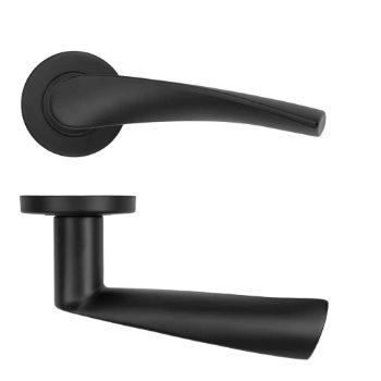 Picture of Twist Lever on Round Rose In Powder Coat Black- ZCS2140G3PCB