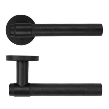 Picture of Knurled Lever on Round Rose In Powder Coat Black- ZCS2190G3PCB