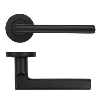 Picture of Modern Lever on Round Rose In Powder Coat Black- ZCS2180G3PCB