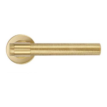 Picture of Knurled Lever on Round Rose In PVD Satin Brass- ZCS2190G3PVDSB